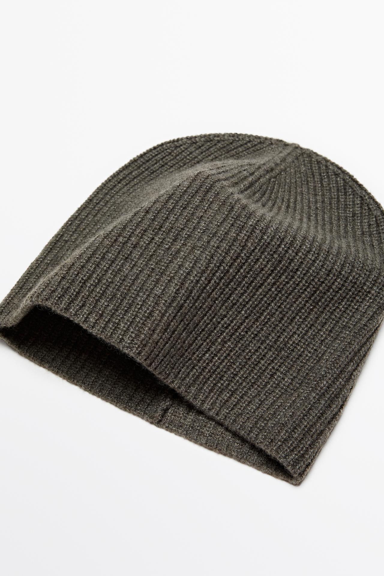 100% cashmere knit beanie — Dark khaki