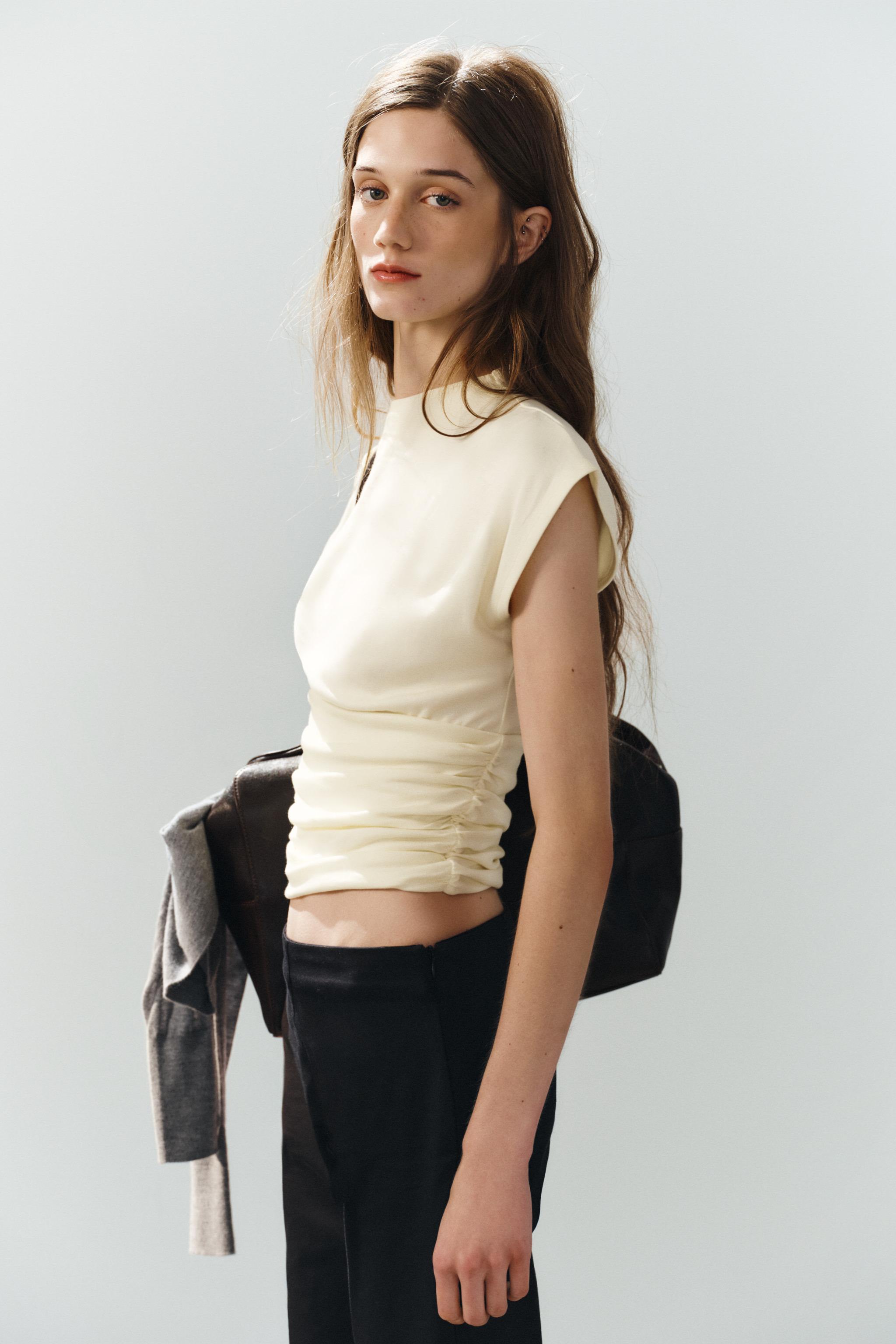 Zara BÜZGÜLÜ KUŞAKLI TOP görsel 4