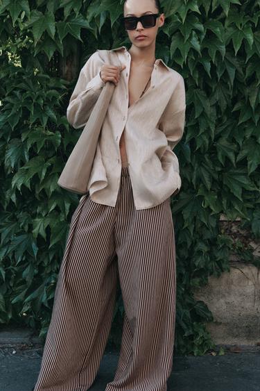 CAMISA OVERSIZE MEZCLA LINO ZW COLLECTION - Rayas de Zara