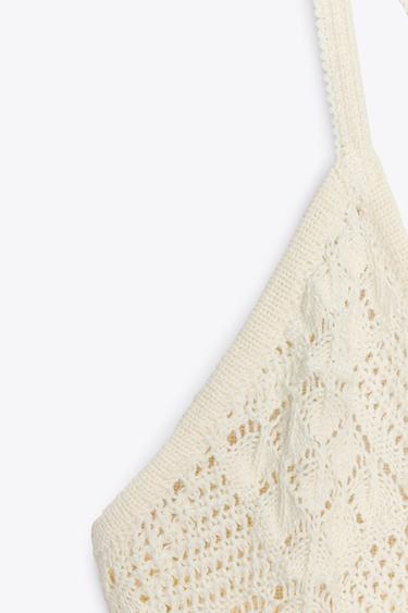 ROBE LONGUE EN MAILLE POINTELLE - Écru de Zara - Image 7