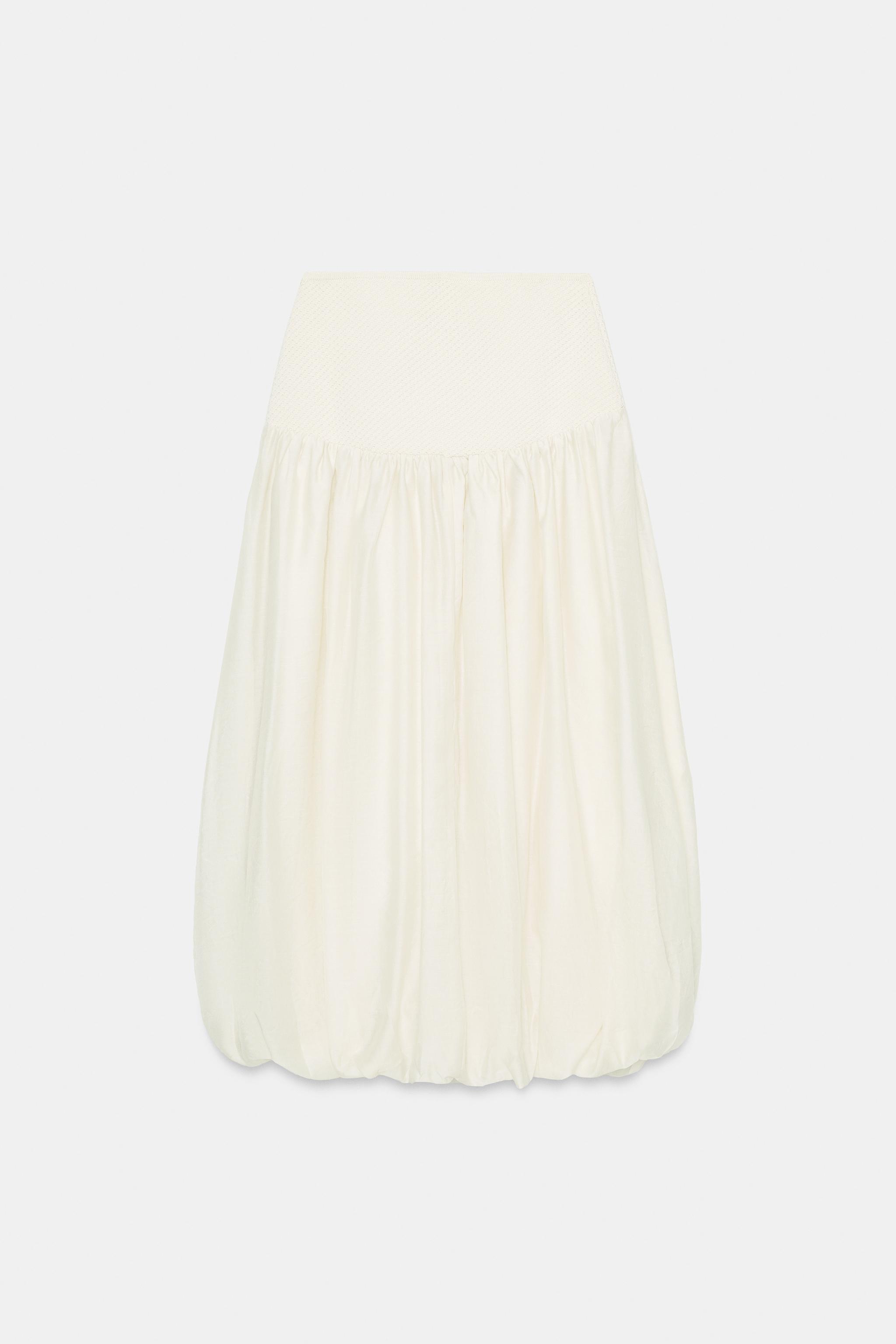 COMBINED KNIT BALLOON SKIRT - Ecru | ZARA United States