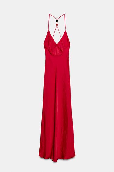 ROBE MI-LONGUE SATINÉE FANTAISIE - Fraise de Zara - Image 11