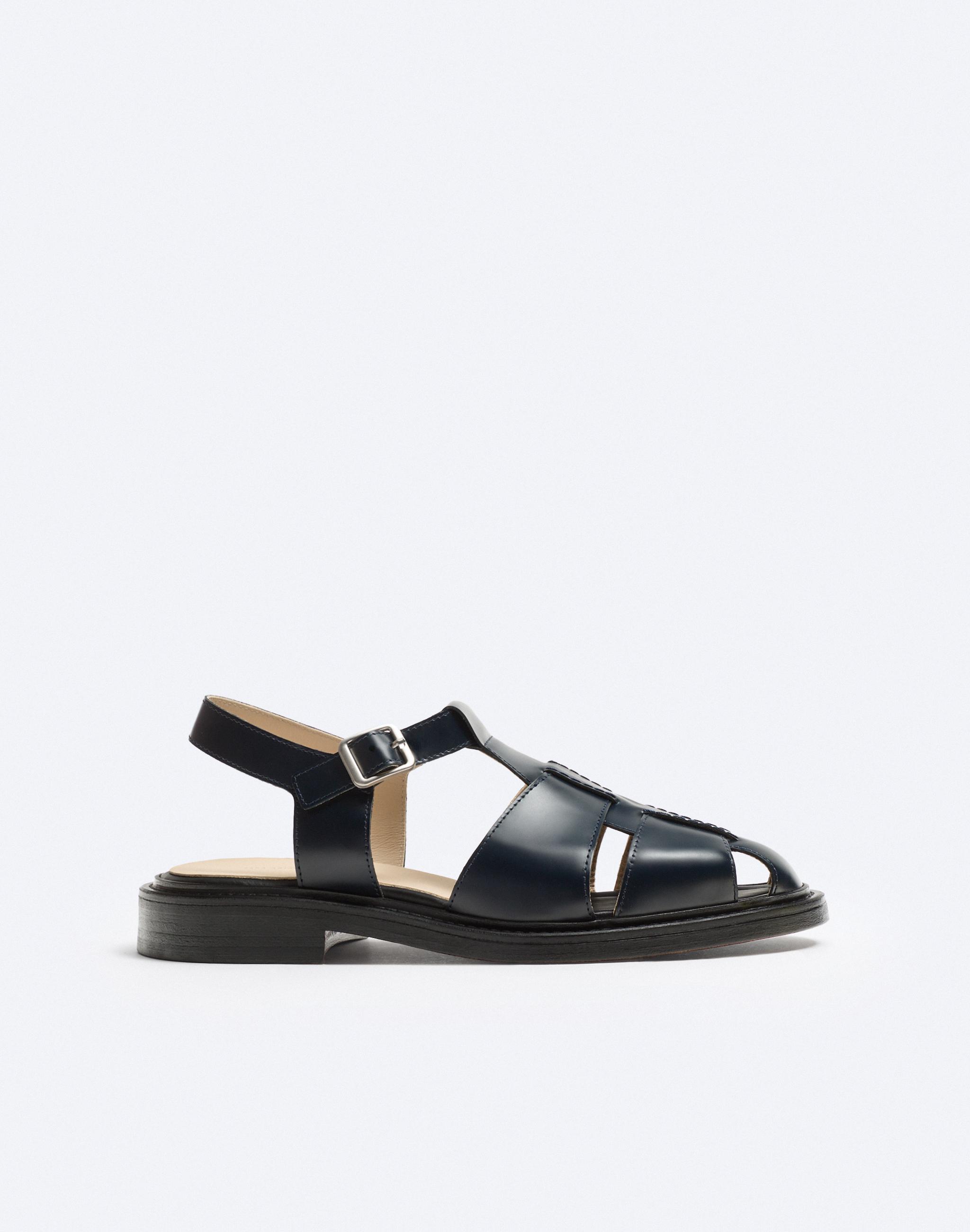 LEATHER CAGE SANDALS - Blue | ZARA United States