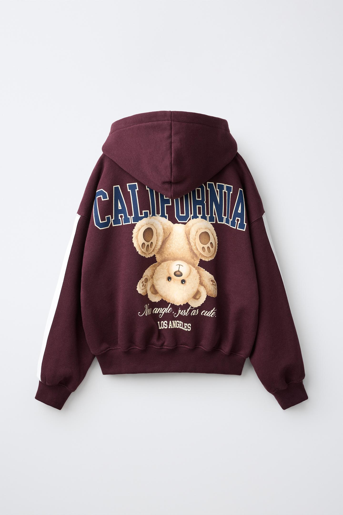 Детское худи Zara Bear Print, цвет: Баклажановый — фото 2