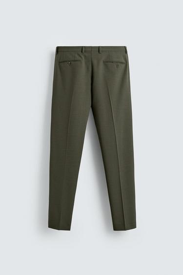 PANTALÓN TRAJE CON LANA - Verde de Zara