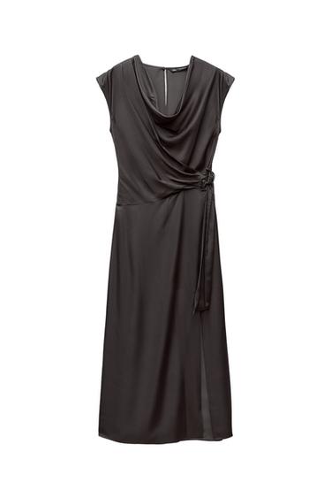 DRAPED SATIN DRESS