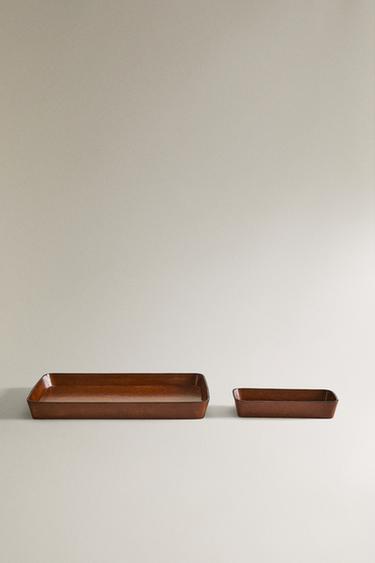 PLATEAU CUIR BORDS ARRONDIS - Marron de Zara - Image 1