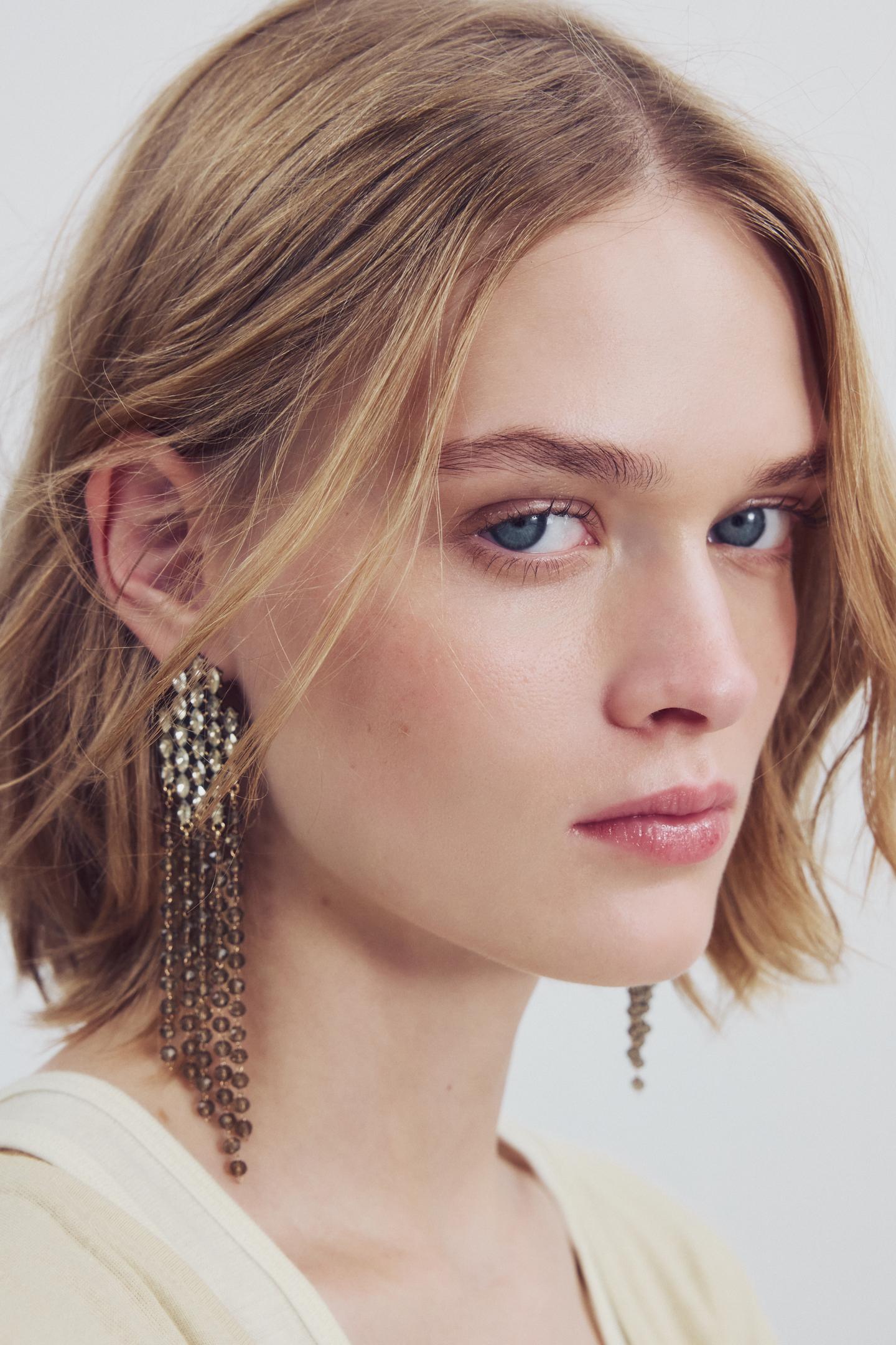 Женские серьги Zara Rhinestone Fringe, цвет: Серебряный — фото 2