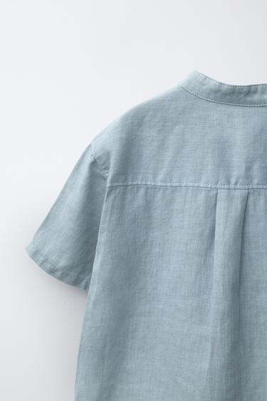 100% LINEN SHIRT - Blue by Zara - Image 3