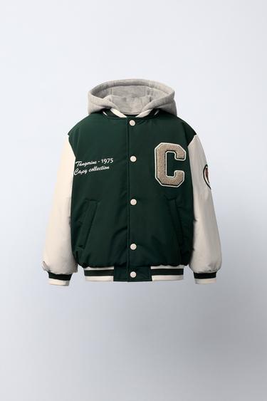 BOMBER JACKET WITH REMOVABLE HOOD AND FLEECE LINING NYLON CAPIBARA CAPYFUN © - Zara-ს Green - სურათი 0
