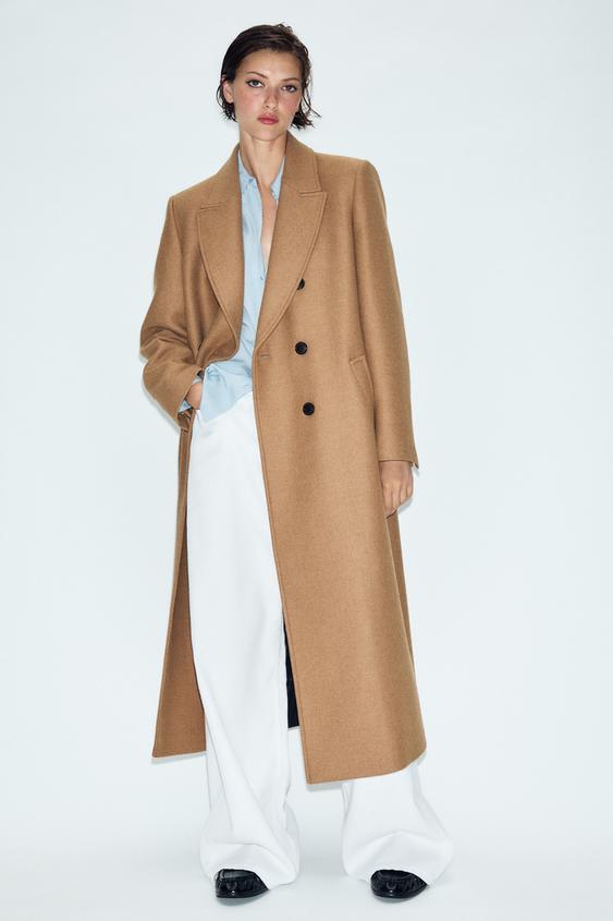 ABRIGO CON LANA ZW COLLECTION - Tostado de Zara - Imagen 0