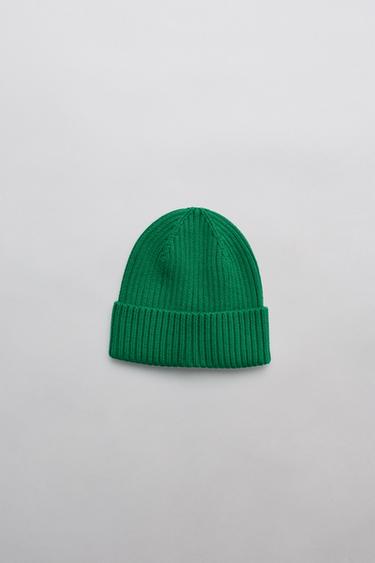 PLAIN KNIT BEANIE - Green by Zara