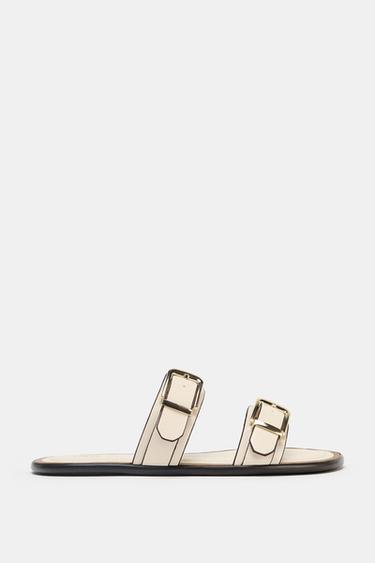 DOUBLE-STRAP BUCKLE SANDALS - Ecru White by Zara