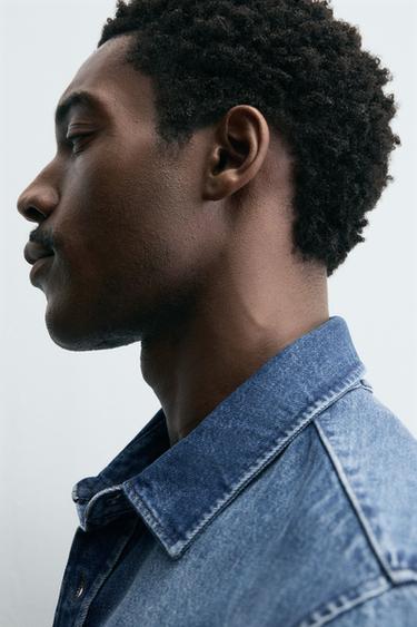 WASHED DENIM SHIRT - Mid-blue by Zara - Image 5