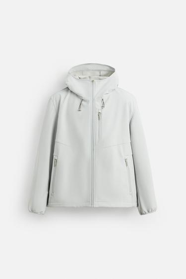 Zara COMBINED HOODED TECHNICAL JACKET - Oyster-white
