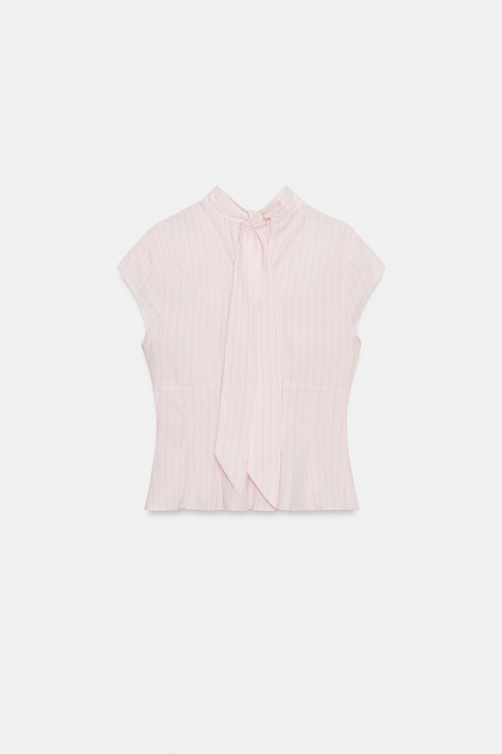 POPLIN TOP WITH TIE OPENING