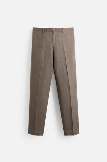 PANTALÓN TRAJE 100 % LINO - Visón de Zara