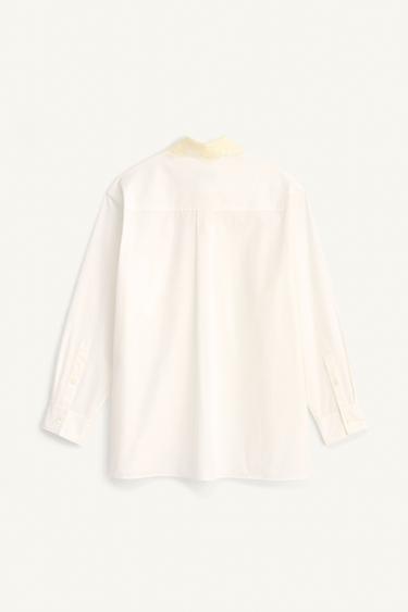 LIMITED EDITION POPLIN SHIRT WITH LACE COLLAR - White by Zara - Image 6