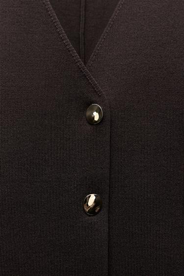 CHAQUETA CRUZADA PUNTO - Marrón de Zara