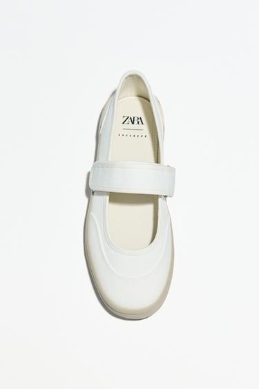 باليرينا نسيجية بشريط - أبيض الخاص بـ Zara