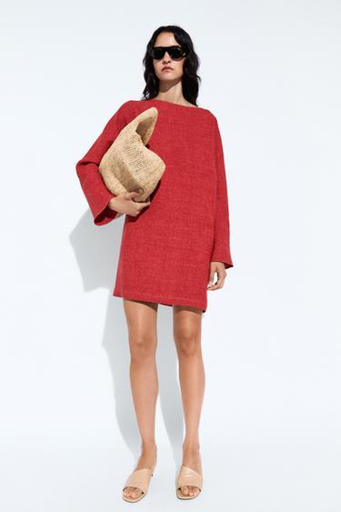 Robe courte manches longues - Magenta de Zara - Image 0