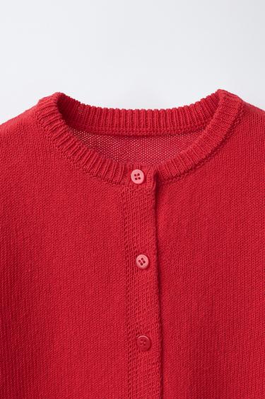 SHORT SLEEVE CARDIGAN - Red by Zara - Image 2