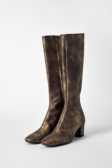 BOTTES À TALONS EN CUIR KATE MOSS X ZARA - Marron de Zara - Image 2