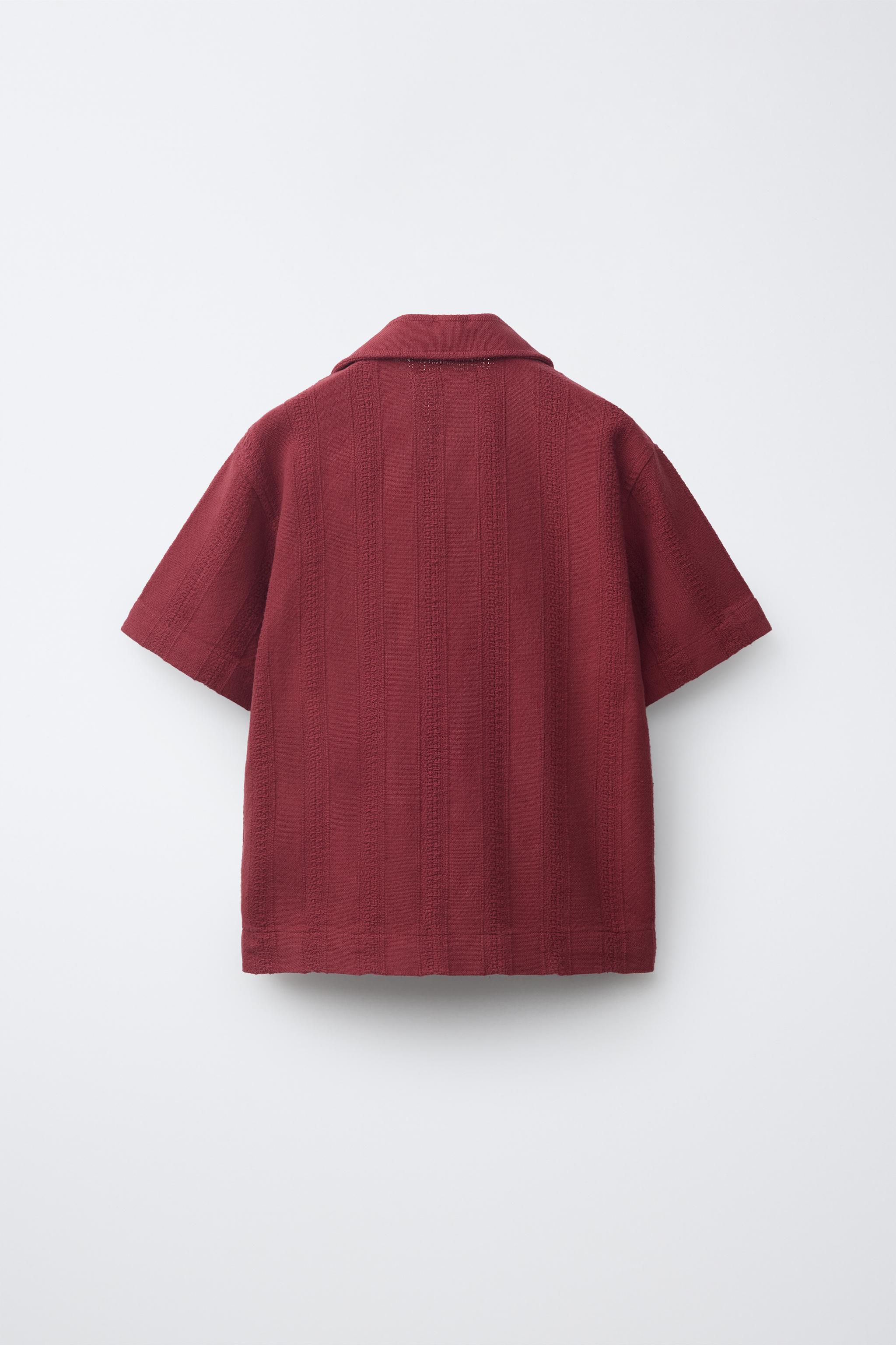RUSTIC TEXTURED SHIRT — Burgundy
