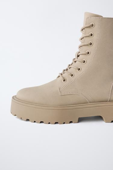 LACE-UP ANKLE BOOTS - Beige by Zara - Image 5