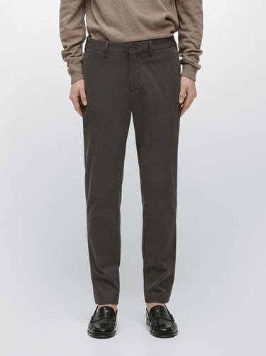 Zara Cotton blend slim fit trousers - Brown