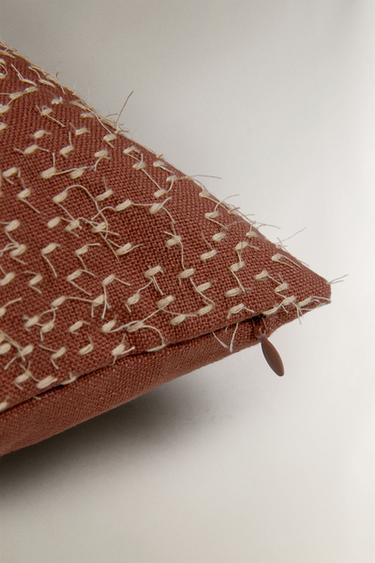 CUSHION COVER WITH APPLIQUÉ AND STITCHING - Brown by Zara - Image 3