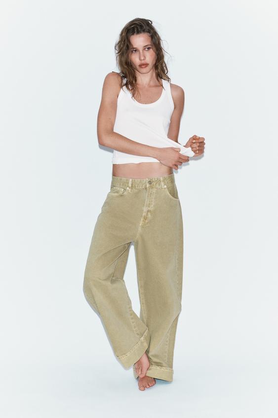 TRF MID-RISE FOLDED BAGGY JEANS