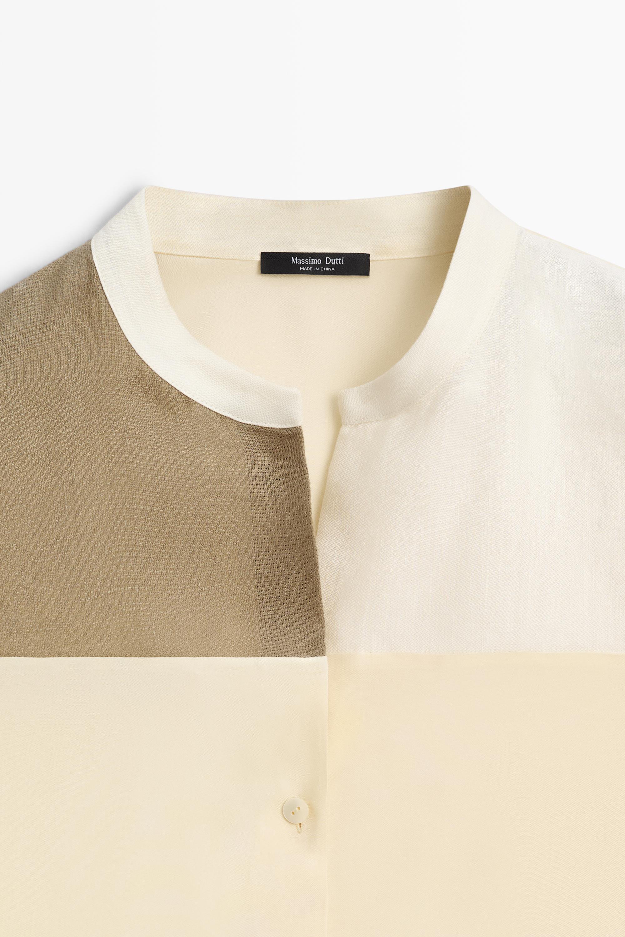 Chemisier fluide patchwork col officier