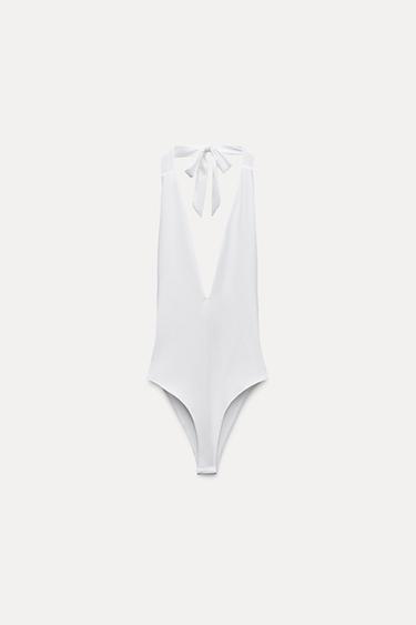 HALTER POLYAMIDE BODYSUIT - White by Zara