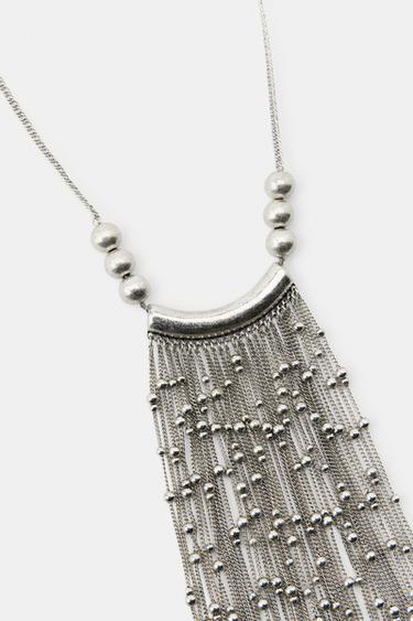 COLLIER AVEC BOULES ET CHAÎNES - Argent de Zara - Image 1