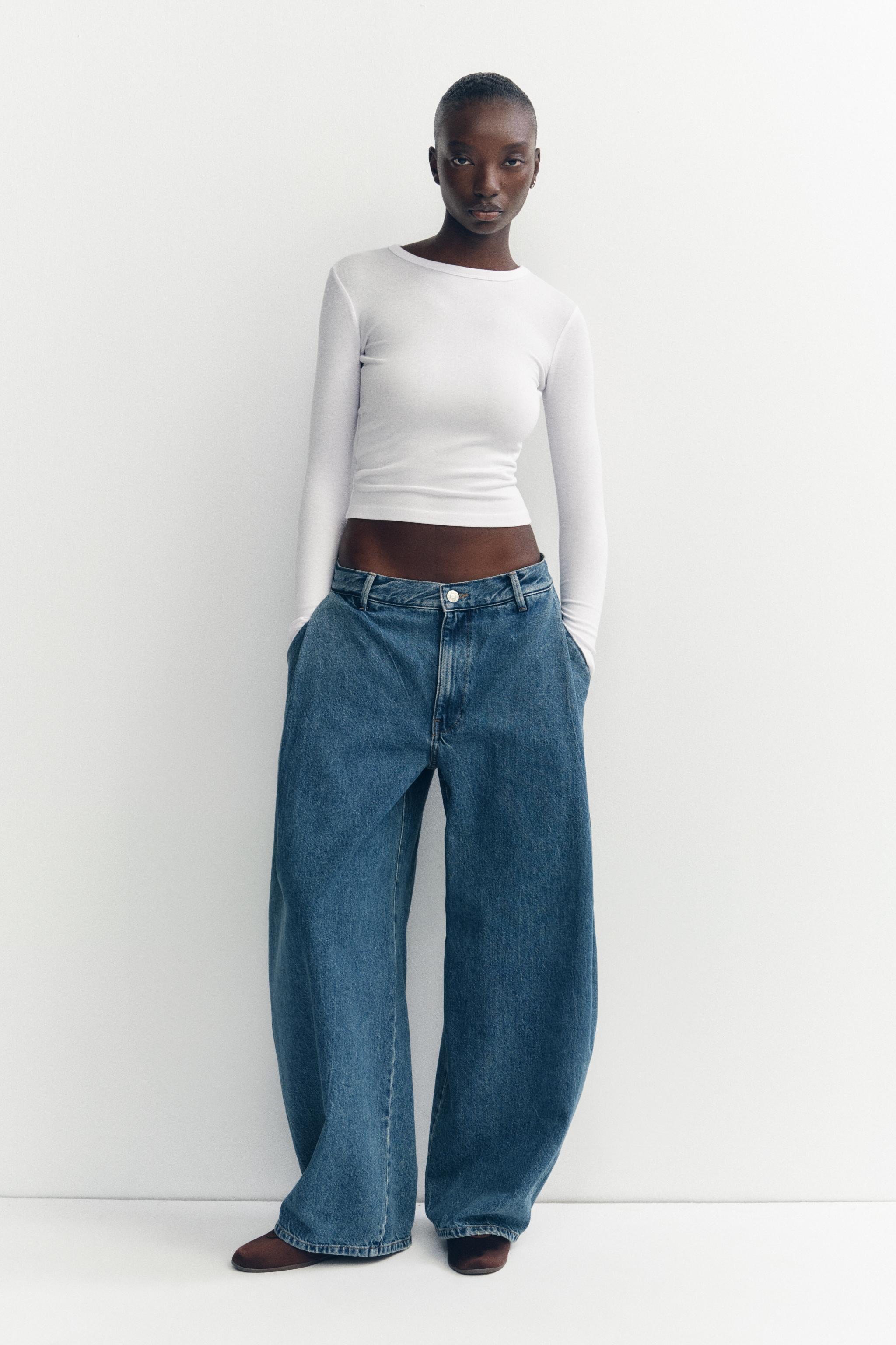 LONG SLEEVE COTTON MODAL T-SHIRT - White | ZARA United States