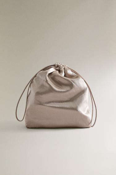 GROTE ZIJDEN TAS - Gebroken wit van Zara