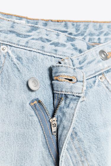TRF HIGH-WAIST WIDE LEG CROSSOVER JEANS - Light blue by Zara - Image 6