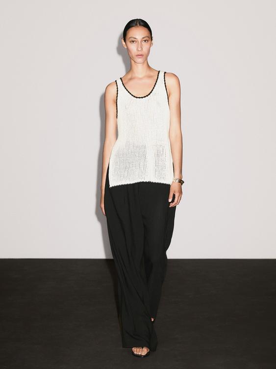 Strappy cotton crochet top