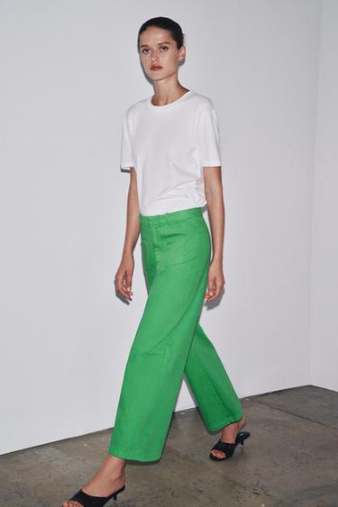 LIMITED EDITION HIGH-WAIST TROUSERS - Green by Zara - Image 3