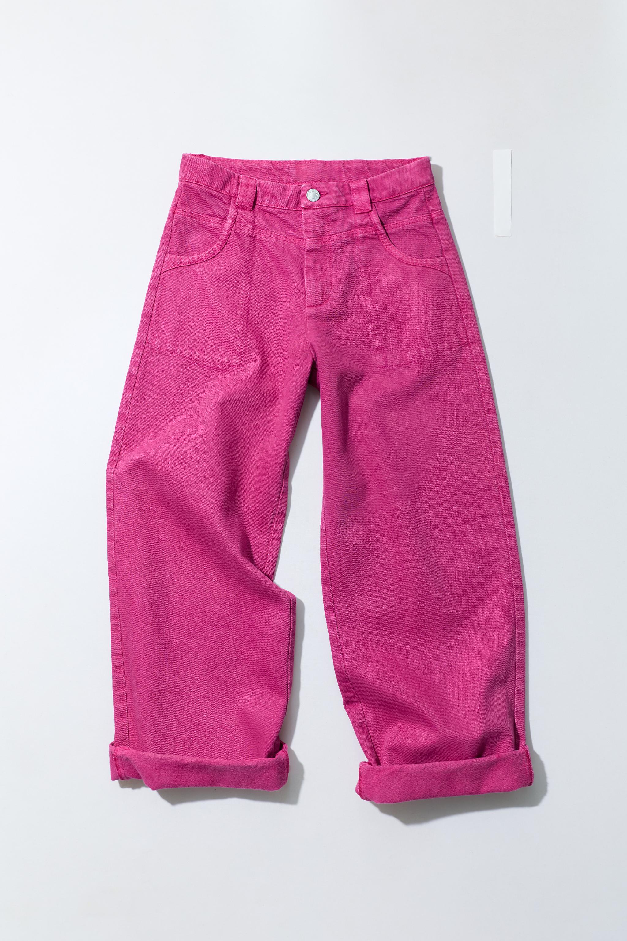 TWILL BARREL PANTS — Fuchsia