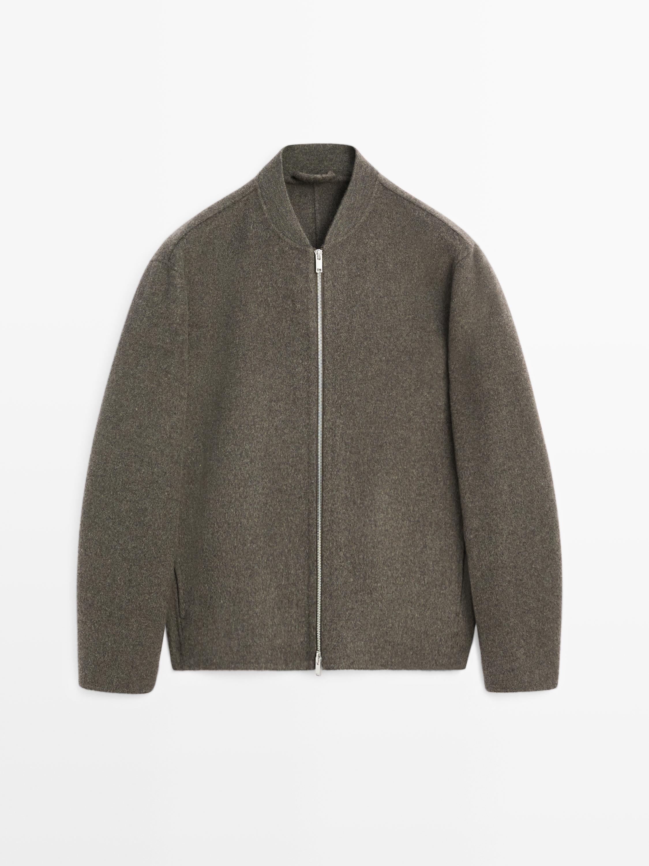 Wool blend bomber jacket