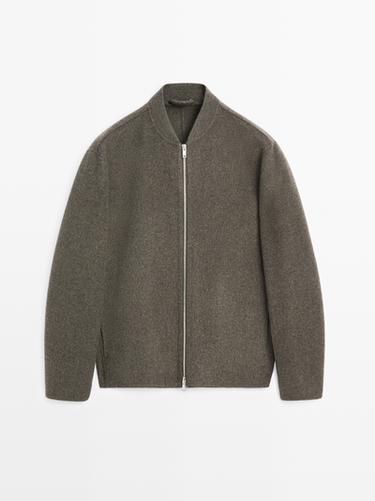Veste bomber en laine mélangée - Écaille de Zara