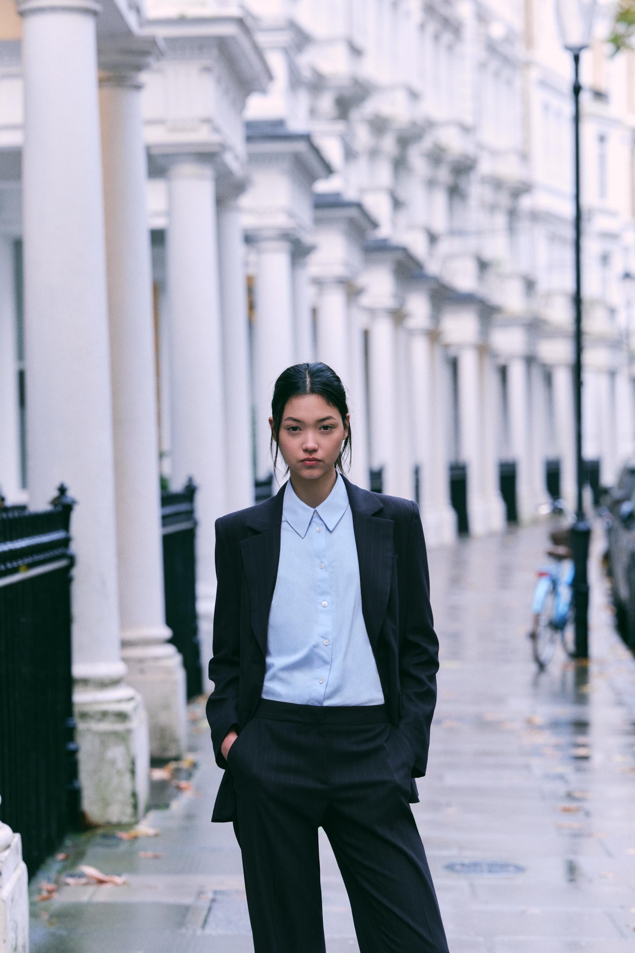 STRAIGHT PINSTRIPE BLAZER Navy blue ZARA Ireland