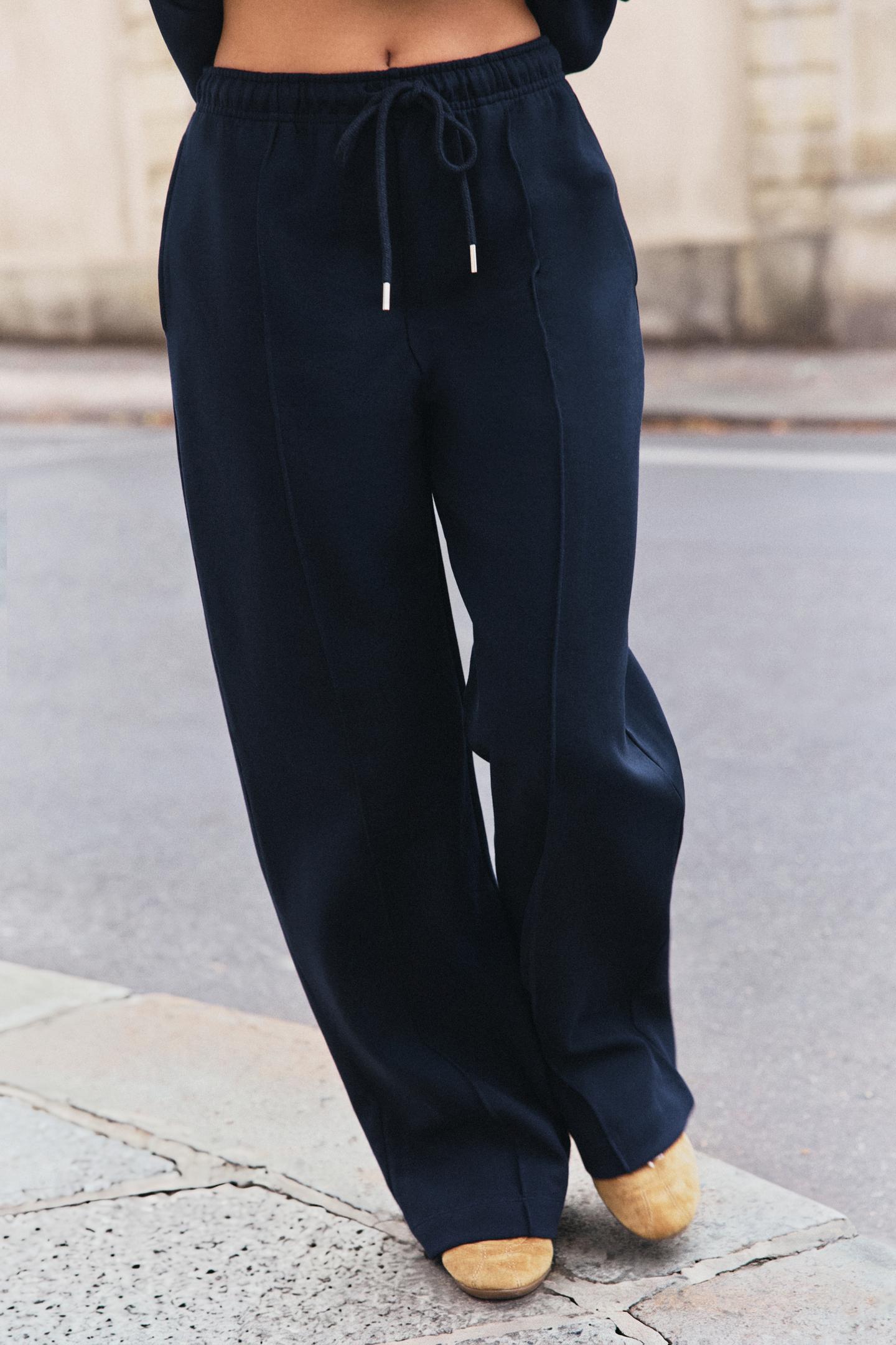 Женские брюки Zara Interlock Seam, цвет: Тёмно-синий — фото 2