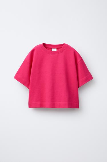 Zara PLAIN HEAVY WEIGHT T-SHIRT - Fuchsia