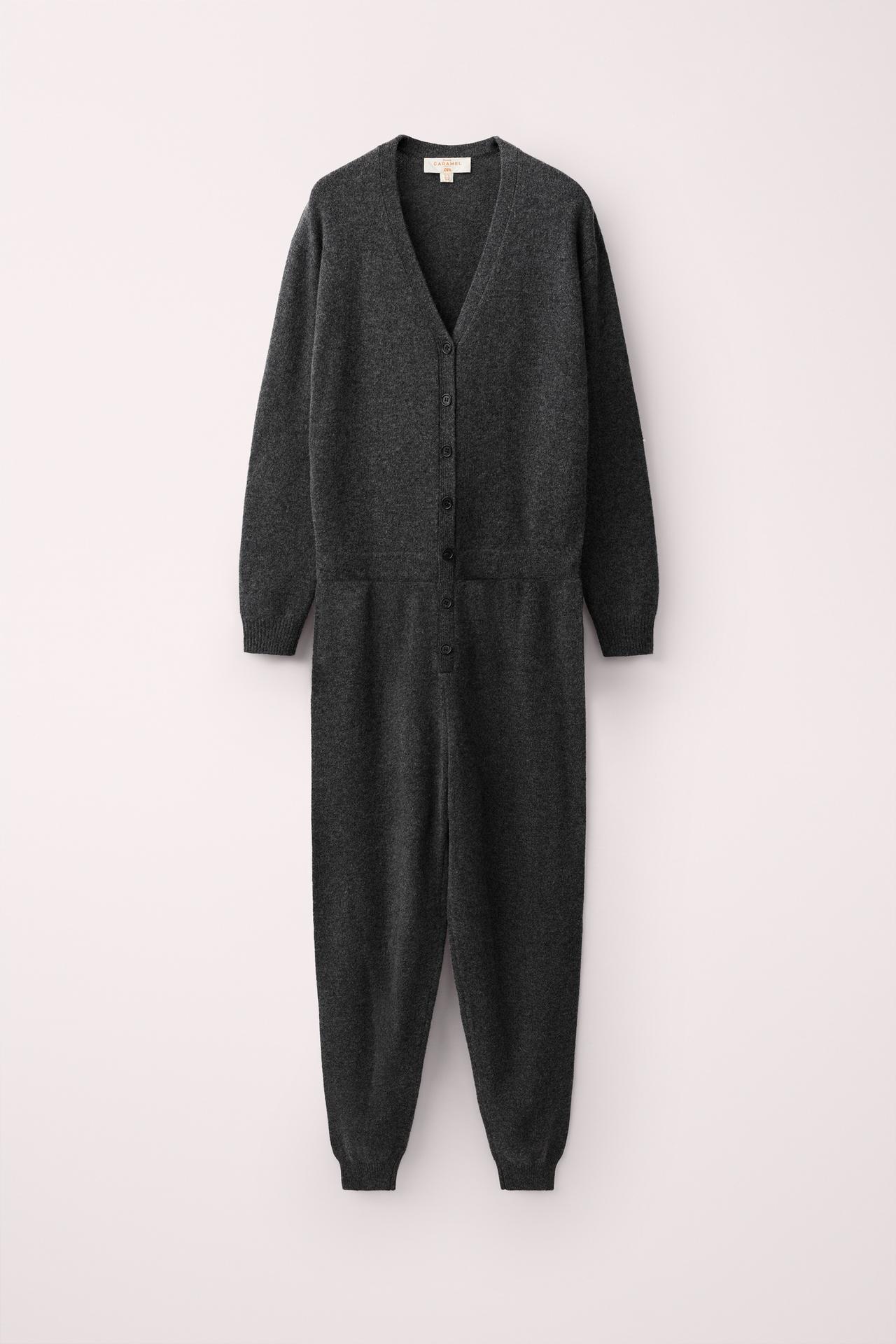 WOOL BLEND LONG JUMPSUIT CREATED BY CARAMEL LONDON X Zara — Gray marl