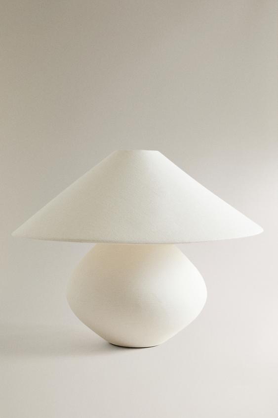 ABAJUR DE MESA DE GRÊS E LINHO - Branco da Zara - Imagem 0