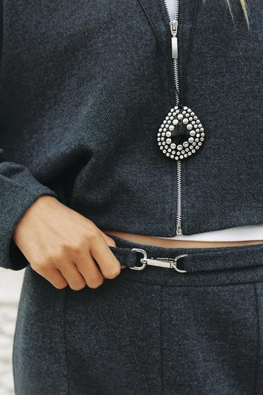 PANTALON EN SERGÉ SOFT - Gris chiné de Zara - Image 2