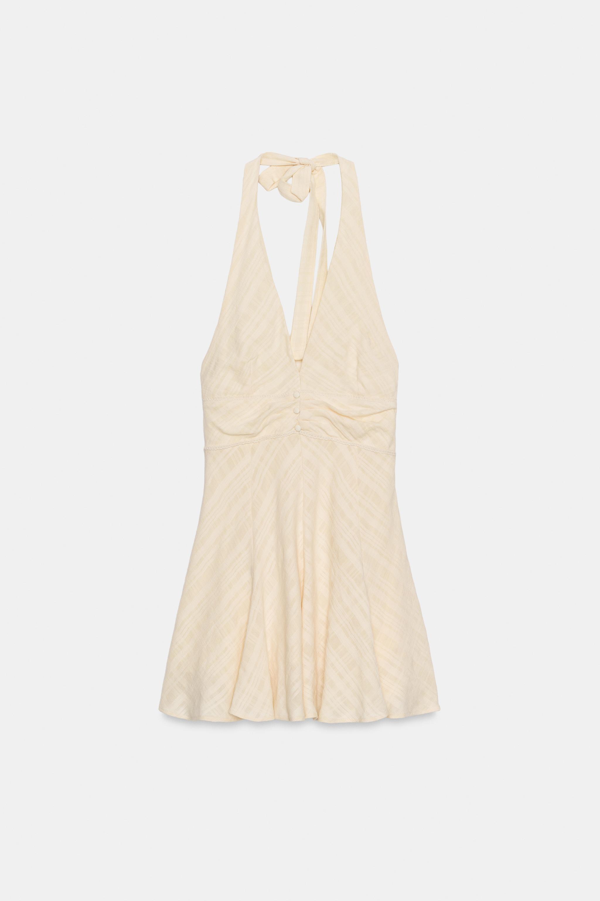 RUSTIC HALTER NECK MINI DRESS
